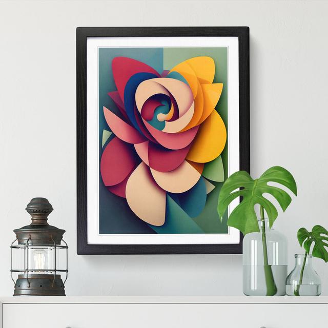 Leondro Floral Flowers Cubism - Single Picture Frame Graphic Art ClassicLiving Frame Option: Oak, Size: 64cm H x 46cm W x 2cm D on Productcaster.