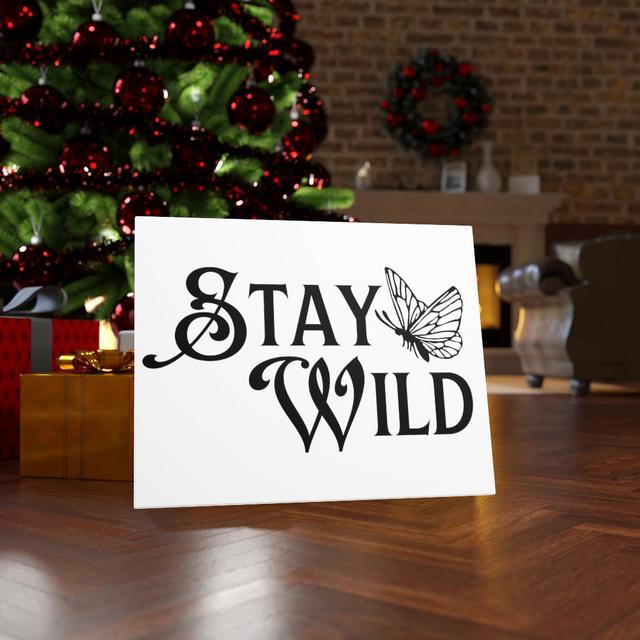 Stay Wild - Wrapped Canvas Typography Blue Elephant on Productcaster.