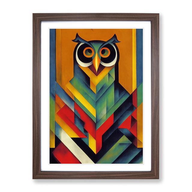 Abstract Owl in Colour No.5 - Picture Frame Painting Metro Lane Size: 34cm H x 25cm W x 2cm D, Frame Colour: Walnut Framed on Productcaster.