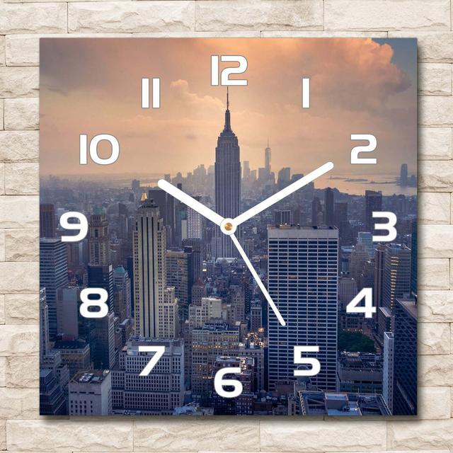 Manhattan New York Silent Wall Clock East Urban Home Colour: White/Blue/Brown on Productcaster.