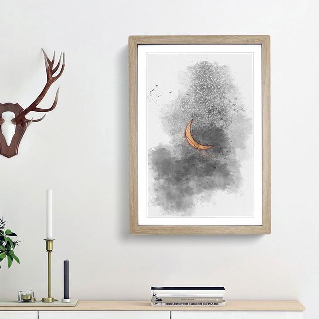 Partial Solar Eclipse in Abstract - Picture Frame Graphic Art Print East Urban Home Frame Option: Oak Framed, Size: 48cm H x 36cm W x 2cm D on Productcaster.