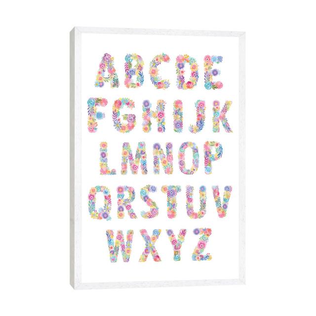 Blooming Alphabet von Stephanie Corfee - Galerie-verpackte Leinwand Giclée auf Leinwand Happy Larry Format: Weiß gerahmt, Größe: 66,04 cm H x 45,72 cm on Productcaster.