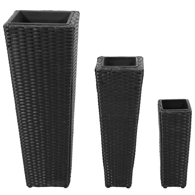 Glendean 3 Piece Plastic Plant Pot Set Ebern Designs Colour: Black on Productcaster.