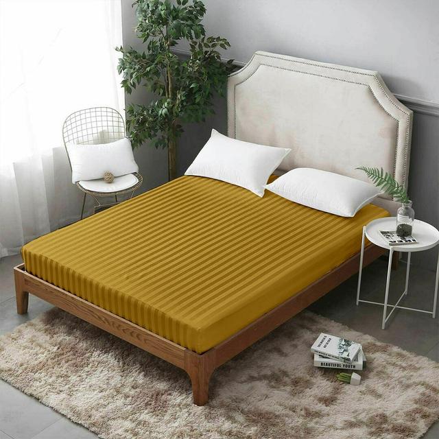 Carmilita Striped Microfibre Fitted Sheet Ebern Designs Size: Kingsize (5'), Colour: Yellow on Productcaster.