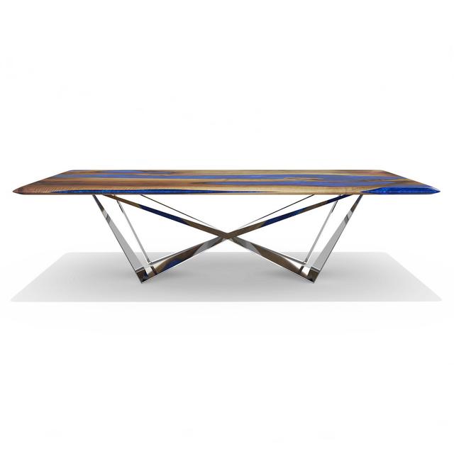 Danube Rectangular Dining Table Arditi Collection Table Top Colour: Navy Blue, Size: H75 x L275 x W122cm on Productcaster.