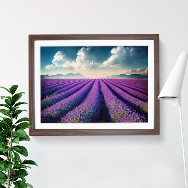 Creative Lavender Flower Field - Picture Frame Graphic Art Brambly Cottage Size: 46cm H x 64cm W x 2cm D, Frame Colour: Walnut on Productcaster.