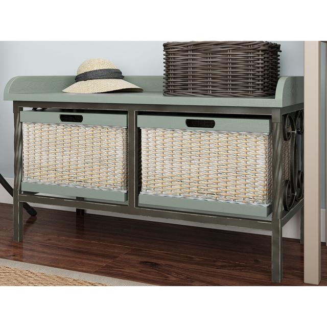 Allenport Wood Storage Bench Three Posts Colour: Grey on Productcaster.