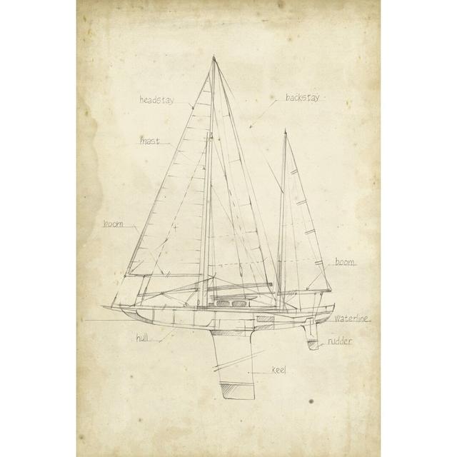 'Sailboat IV' by Ethan Harper - Wrapped Canvas Drawing Print Blue Elephant Size: 122cm H x 81cm W on Productcaster.