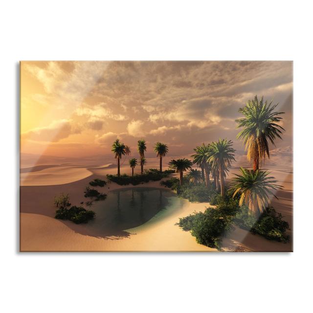 Oasis in the Desert at Sunset - Unframed Graphic Art on Glass Bay Isle Home Size: 60cm H x 80cm W x 0.4cm D on Productcaster.