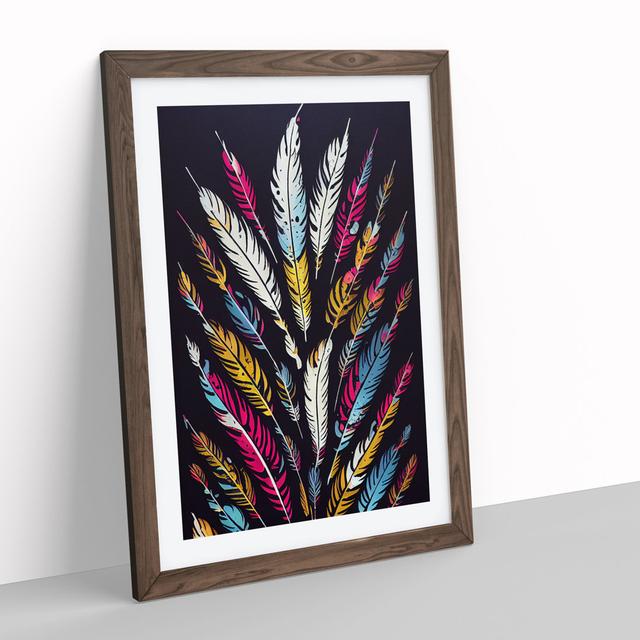 Feathers Splashed No.1 - Single Picture Frame Print Latitude Vive Size: 46cm H x 34cm W x 2cm D, Frame Colour: Walnut on Productcaster.