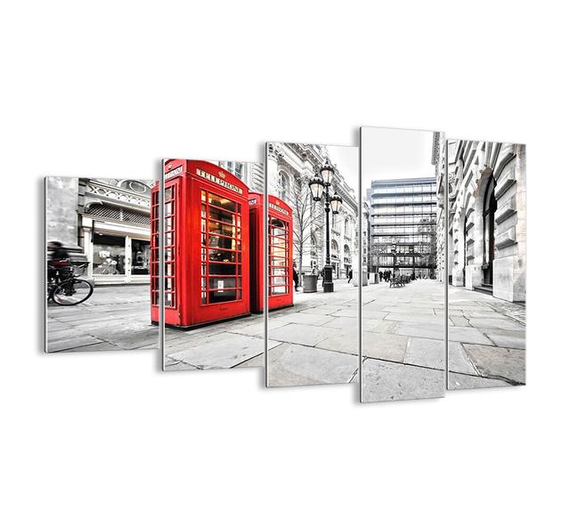 Welcome to London - 5 Piece Unframed Photograph Print Set on Glass Ebern Designs Size: 100cm H x 150cm W x 1.8cm D on Productcaster.