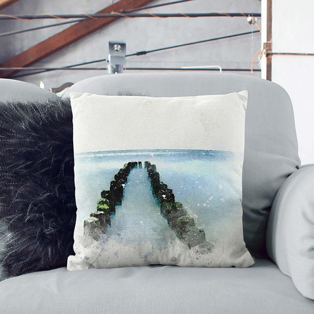 Breakwater in the Baltic Sea in Abstract Cushion with Filling East Urban Home Size: 40cm H x 40cm W x 15cm D, Backing Colour: White on Productcaster.