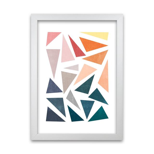 Abstract Colourful Geometric Original - Print Norden Home Size: 84cm H x 59cm W x 3cm D, Frame Option: White Frame on Productcaster.