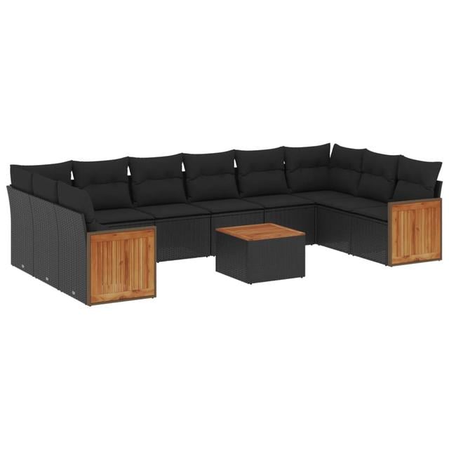 11-Tlg. Garten-Sofagarnitur mit Kissen Schwarz Polyrattan Brayden Studio on Productcaster.