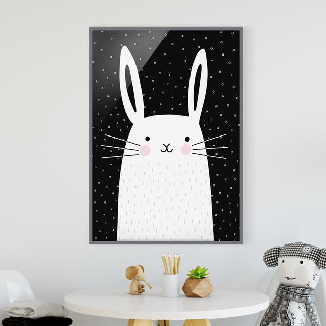 Picture With Frame - Animal Park With Patterns - Rabbit - Portrait 4:3 - A Happy Larry Frame Option: Grey, Size: 100cm H x 70cm W x 2cm D on Productcaster.