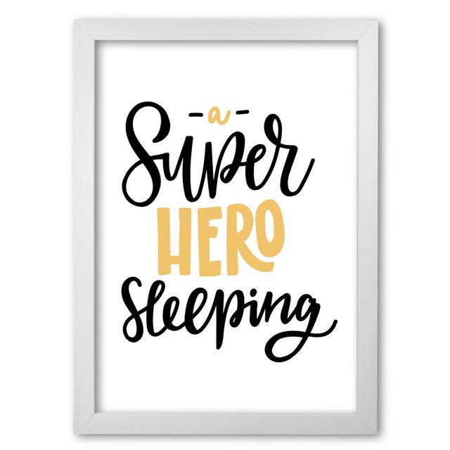 Superhero Sleeping - Print East Urban Home Format: White Grain Frame, Size: 60 cm H x 42 cm W x 5 cm D on Productcaster.