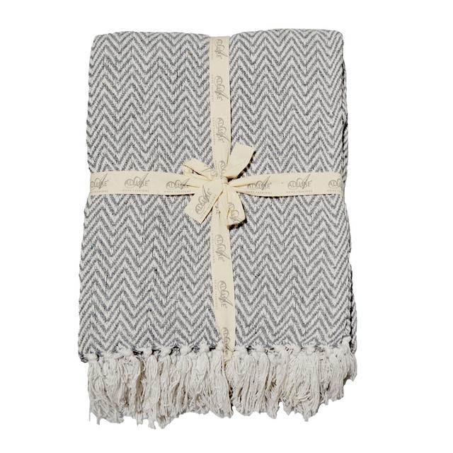 Audley Chevron Herringbone Throw Blanket George Oliver Colour: Grey, Size: W125 x L150cm on Productcaster.