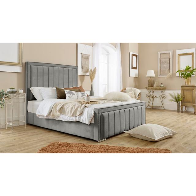 Ajea Upholstered Bed Frame Canora Grey Colour: Silver, Size: Super King (6') on Productcaster.