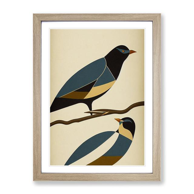 Pair of Birds No.2 Abstract Marlow Home Co. Size: 66cm H x 48cm W, Format: Oak Framed on Productcaster.