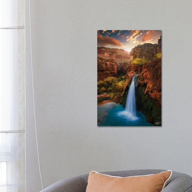 Sunrise in Paradise by Peter Coskun - Floater Frame Graphic Art on Canvas August Grove Size: 66.04cm H x 45.72cm W x 1.91cm D, Format: Wrapped Canvas on Productcaster.