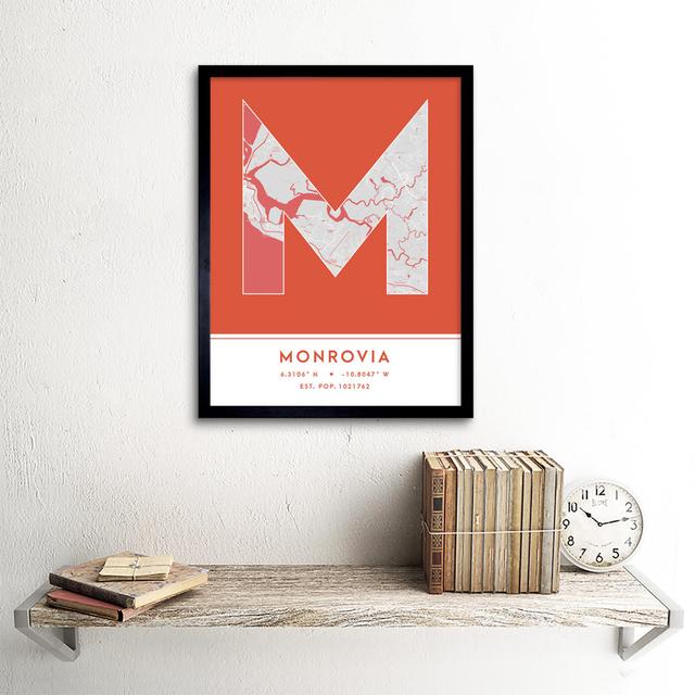 Monrovia Liberia City Map - Picture Frame Typography Wee Blue Coo on Productcaster.