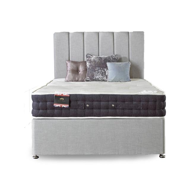 Asia Reflex Foam Divan Bed Set Fairmont Park Size: Double (4'6), Storage Type: 4 Drawers, Colour: Silver Linen on Productcaster.