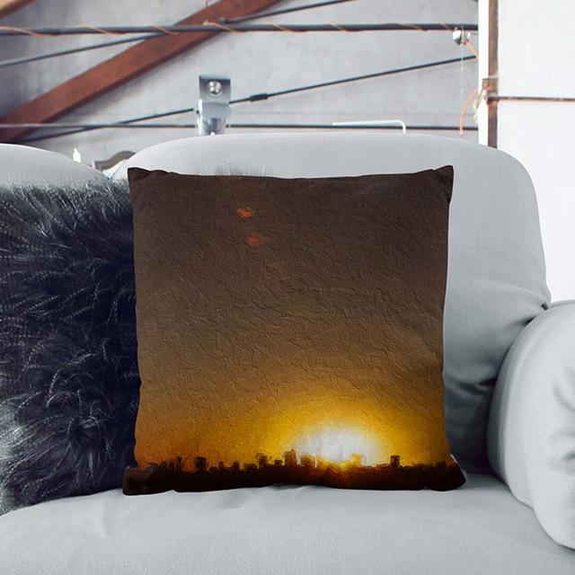 Sunset over the City Cushion with Filling East Urban Home Backing Colour: White, Size: 40cm H x 40cm W x 15cm D on Productcaster.