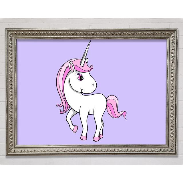 Unicorn Walking Baby Blue - Single Picture Frame Art Prints Bright Star Size: 42cm H x 59.7cm W, Colour: Lilac on Productcaster.