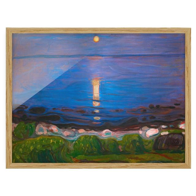 Picture With Frame - Edvard Munch - Summer Night At The Seashore - Landscape format 3:4 Highland Dunes Size: 40cm H x 55cm W x 2cm D, Frame Option: Br on Productcaster.