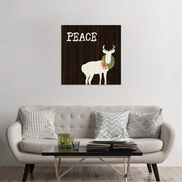 'Wooden Deer with Wreath II' Graphic Art Print on Canvas The Seasonal Aisle Size: 93.98cm H x 93.98cm W x 1.91cm D on Productcaster.