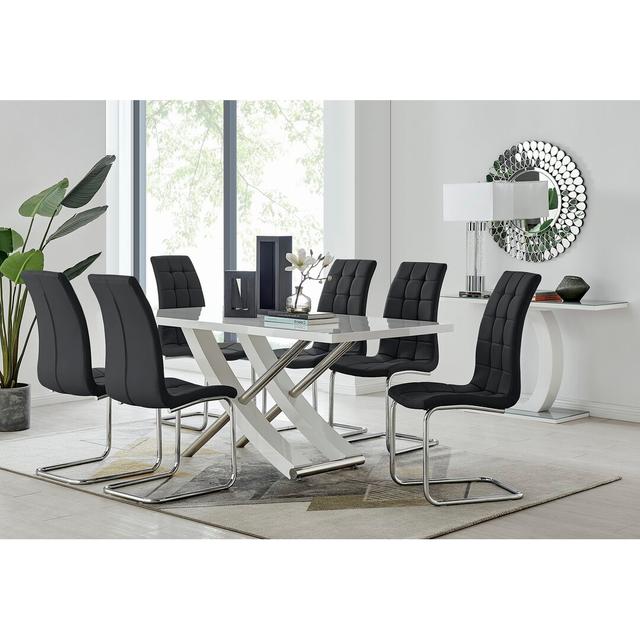 Chowchilla Dining Set with 6 Chairs Canora Grey Colour (Chair): Black on Productcaster.