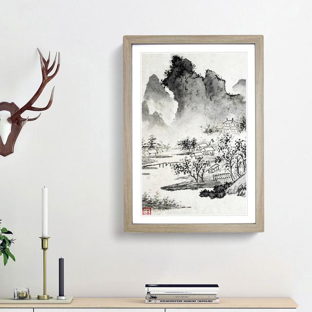 Tress & Mountains by Wen Zhengming - Picture Frame Painting Print East Urban Home Frame Option: Oak Framed, Size: 36cm H x 27cm W x 2cm D on Productcaster.