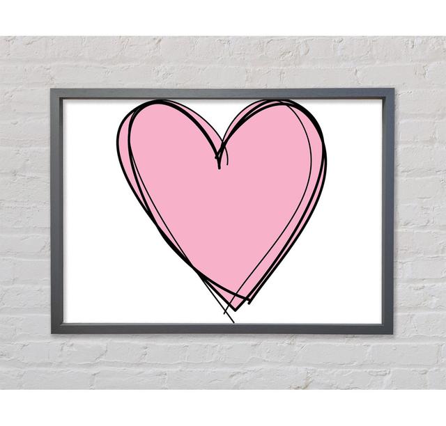 Pink Heart Framed Print Wall Art Ivy Bronx Format: Dark Grey Framed Canvas, Size: 84.1cm H x 118.9cm W x 3.3cm D on Productcaster.