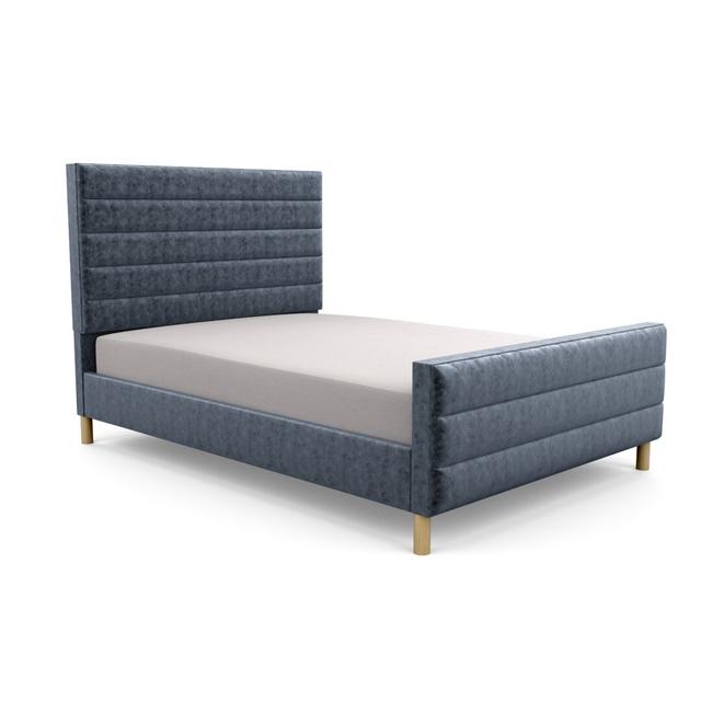 Premium Beaumere Upholstered Bed Frame Brayden Studio Upholstery Material: Crushed Velvet, Upholstery Colour: Denim, Size: Small Double (4') on Productcaster.