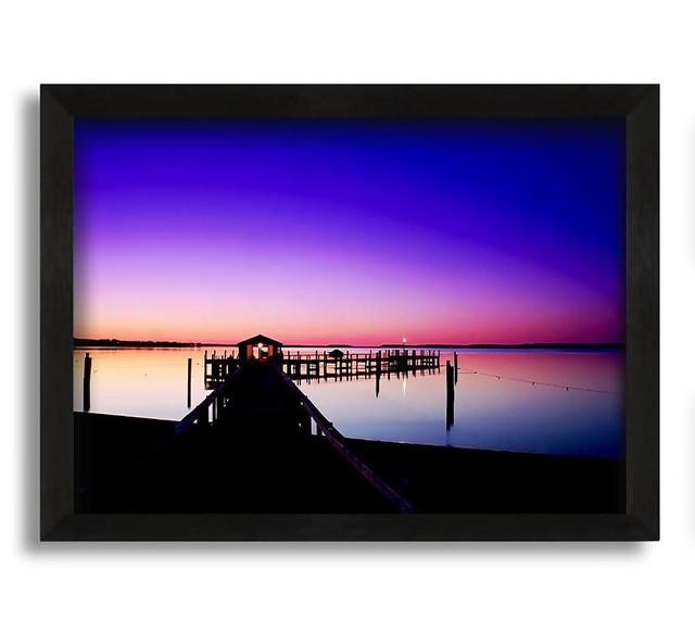 Purple Pier Ocean - Picture Frame Graphic Art on Canvas Highland Dunes Size: 21cm H x 30cm W x 10cm D on Productcaster.