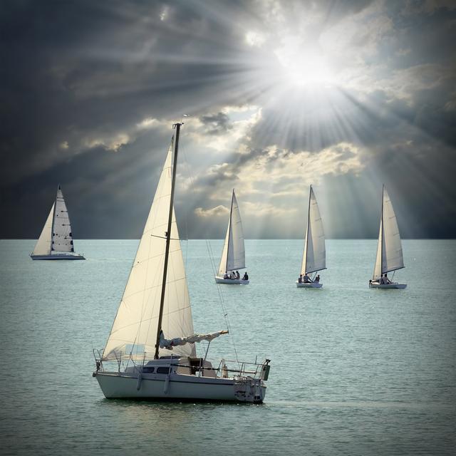 Arzola The Sailboats - Wrapped Canvas Print Breakwater Bay Size: 76cm H x 76cm W x 3.8cm D on Productcaster.