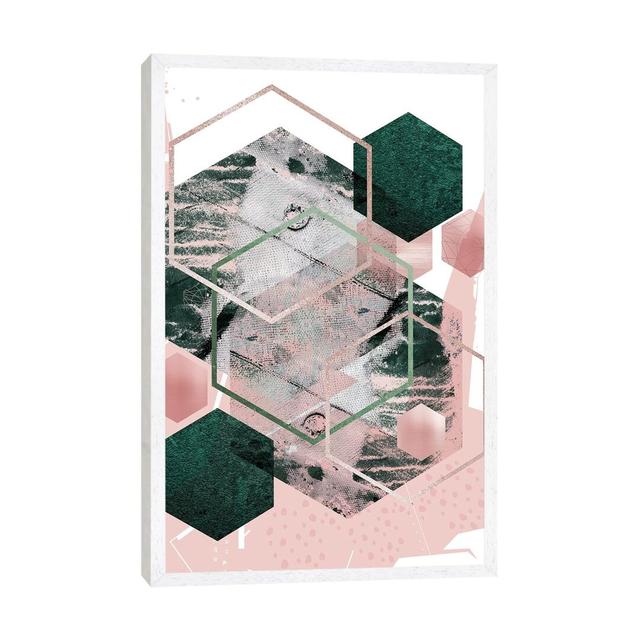 Pink Green Geo Hex by Urban Epiphany - Print on Canvas Ebern Designs Size: 66.04cm H x 45.72cm W x 3.81cm D, Format: White Framed on Productcaster.