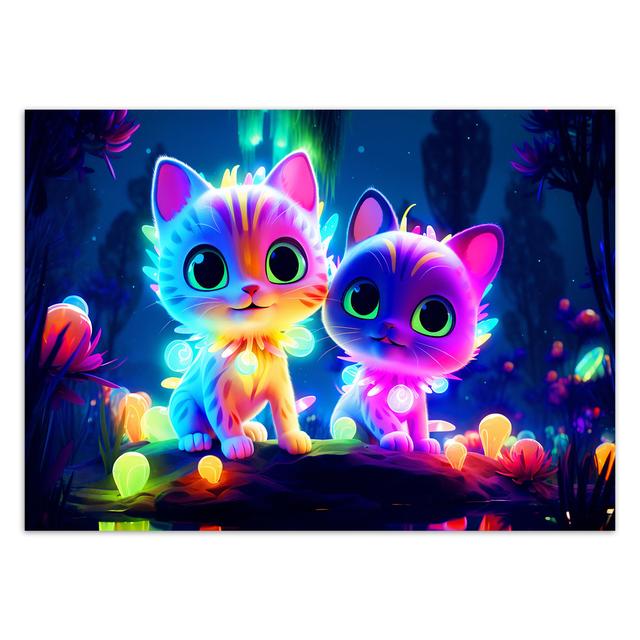 Bild auf Leinwand, Niedliche Katzen Neon Isabelle & Max Größe: 40 cm H x 60 cm B on Productcaster.