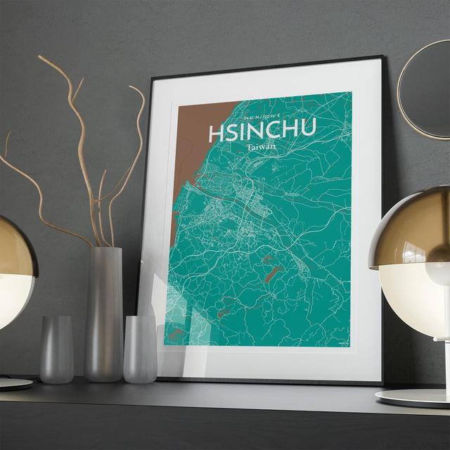 Hsinchu City Map in Nature - Unframed Graphic Art Borough Wharf Size: 27.6cm H x 19.7cm W x 0.05cm D on Productcaster.