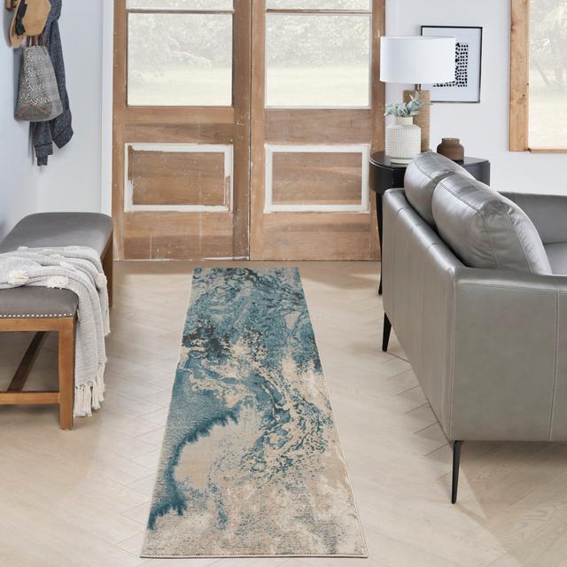 Maxell Abstract Blue;Brown Area Rug Nourison Rug Size: Runner 66 x 229cm on Productcaster.