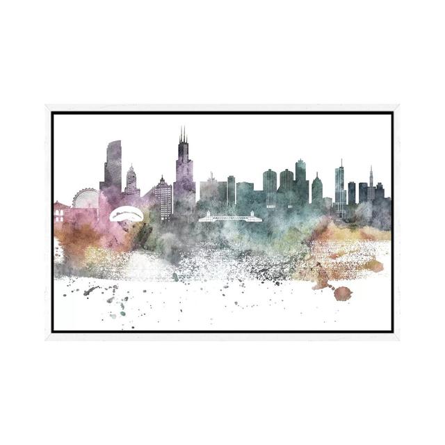 Chicago Pastel Skylines - Print on Canvas Ebern Designs Format: White Framed, Size: 101.6cm H x 152.4cm W x 3.81cm D on Productcaster.