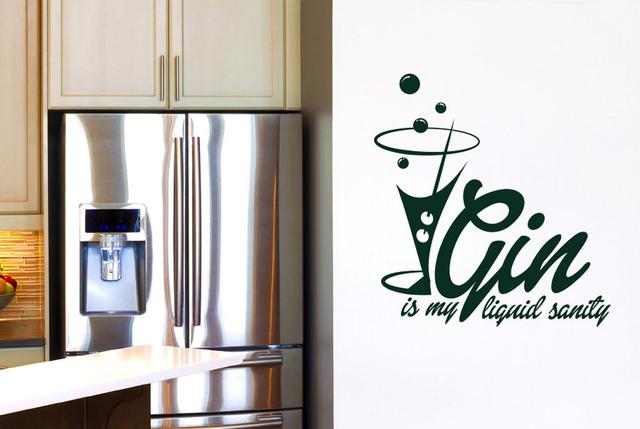 Gin Is My Liquid Sanity Wall Sticker Happy Larry Colour: Dark Green on Productcaster.