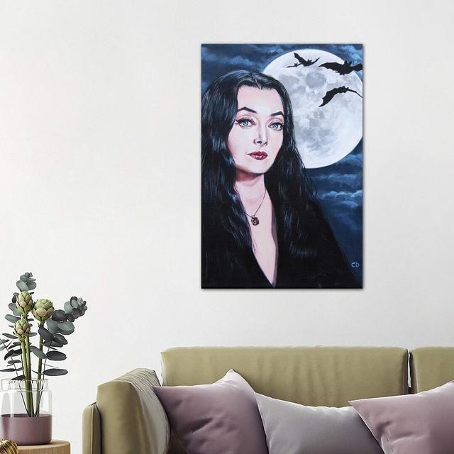 Morticia Addams by Cyndi Dodes - Wrapped Canvas Graphic Art Print Happy Larry Size: 101.6cm H x 66.04cm W x 1.91cm D on Productcaster.