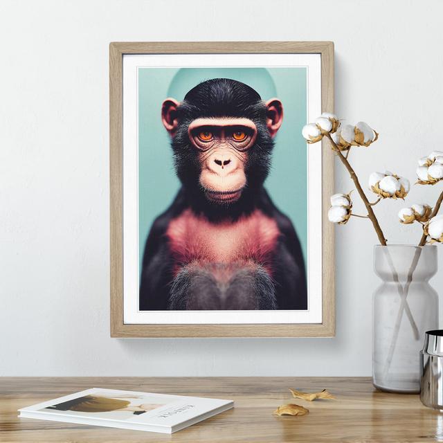 XV1022-3747X Remarkable Monkey - Print 17 Stories Matte Colour: White, Size: 66cm H x 48cm W, Format: Oak Framed on Productcaster.