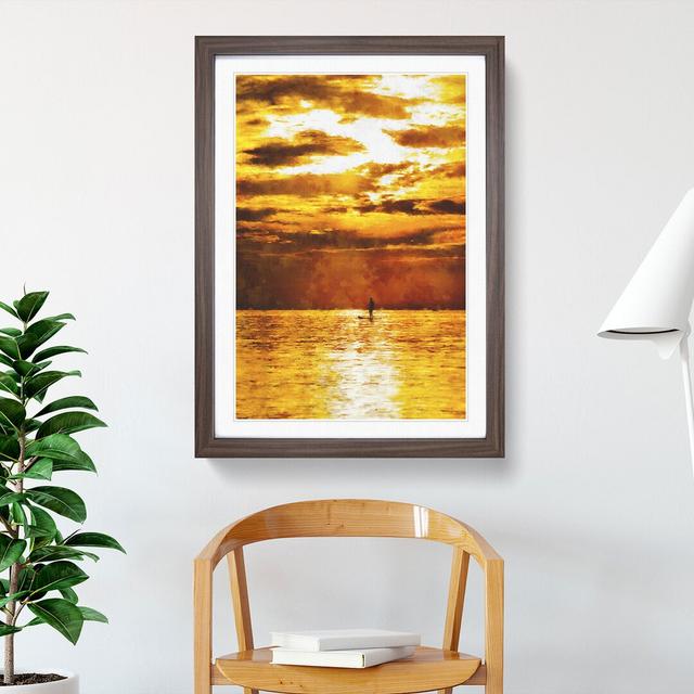 Paddleboarding at Sunset - Picture Frame Painting East Urban Home Frame Option: Walnut Framed, Size: 65cm H x 48cm W x 2cm D on Productcaster.