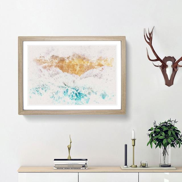 Beach on the Almafi Coast Watercolour - Picture Frame Graphic Art Print East Urban Home Size: 40cm H x 60cm W x 2cm D, Frame Option: Oak Framed on Productcaster.