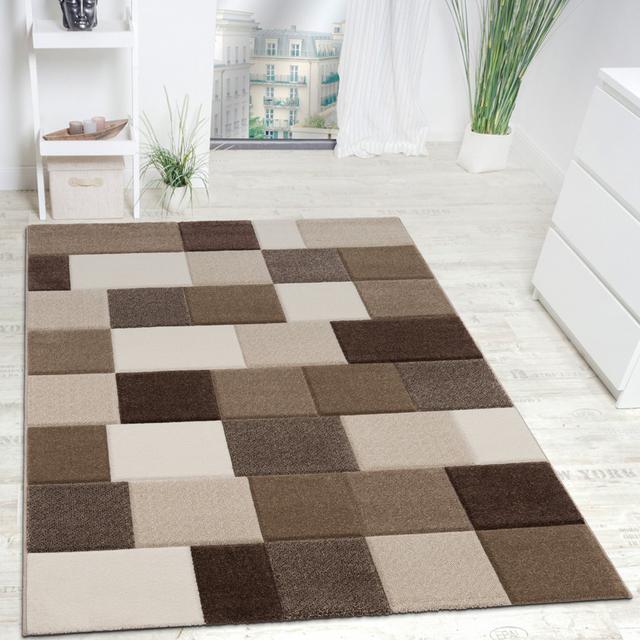 Kartik Geometric Machine Woven Brown/Beige Area Rug 17 Stories Rug Size: Rectangular 120 x 170cm on Productcaster.