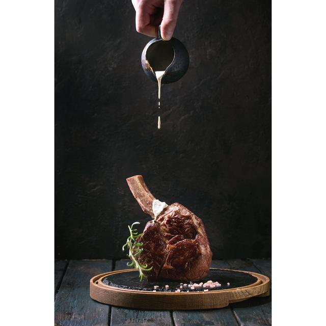 Grilled Tomahawk Steak - Wrapped Canvas Photograph Ebern Designs Size: 122cm H x 81cm W on Productcaster.