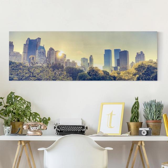 Peaceful Central Park - Wrapped Canvas Art Prints Ebern Designs Size: 30cm H x 90cm W on Productcaster.