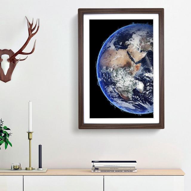 Eastern Hemisphere of Planet Earth - Picture Frame Graphic Art Print East Urban Home Size: 48cm H x 36cm W x 2cm D, Frame Option: Walnut Framed on Productcaster.